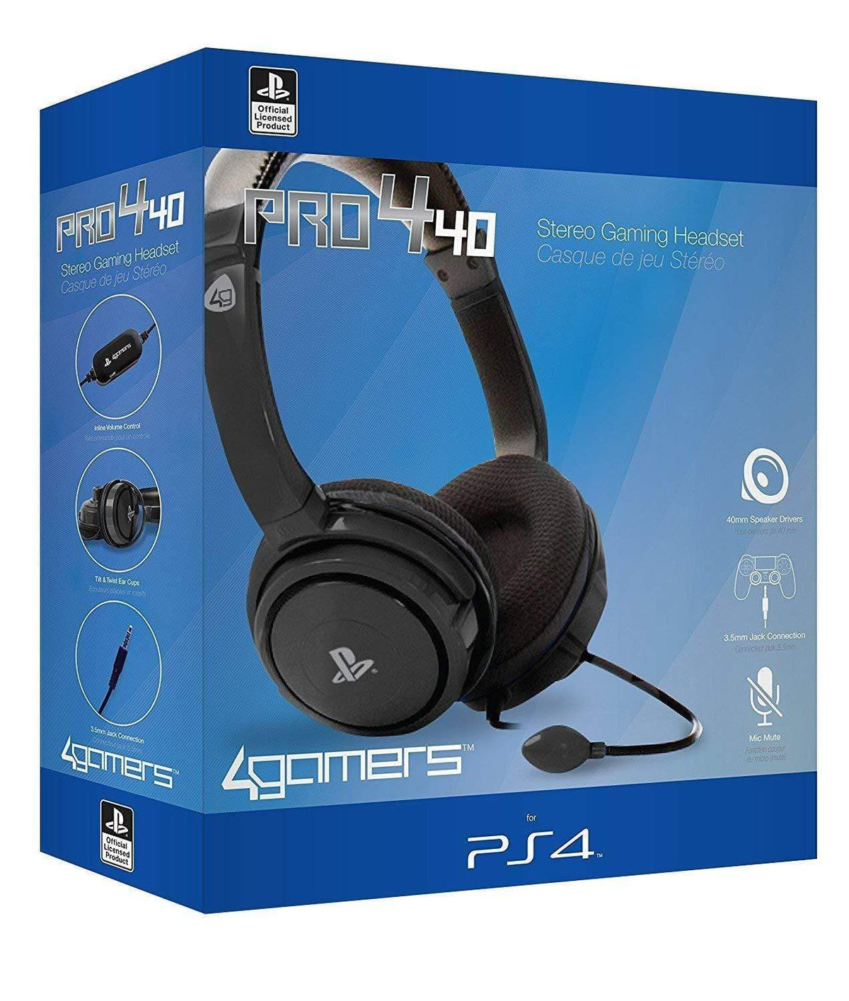 4Gamers PRO4-40 PS4 Stereo Gaming Headset - Black 5055269705703