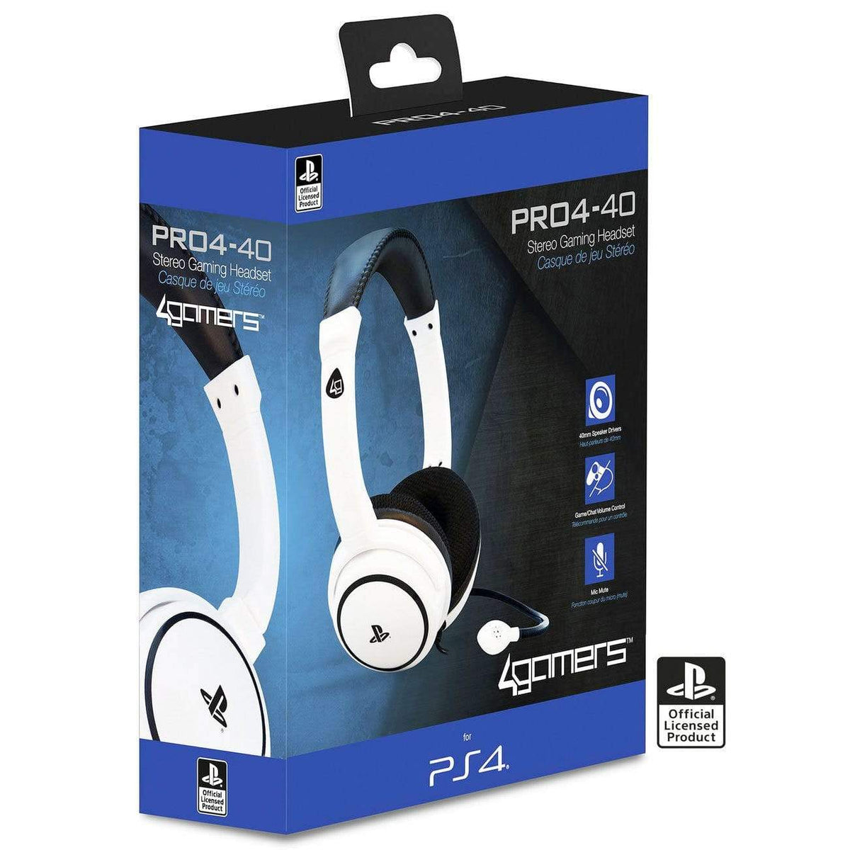 4Gamers PRO4-40 PS4 Stereo Gaming Headset - White 5055269705895