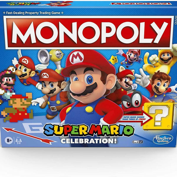 Monopoly Super Mario Celebration Edition Board Game for Super Mario Fans  for 4 Players Ages 8 and Up, with Video Game Sound Effects