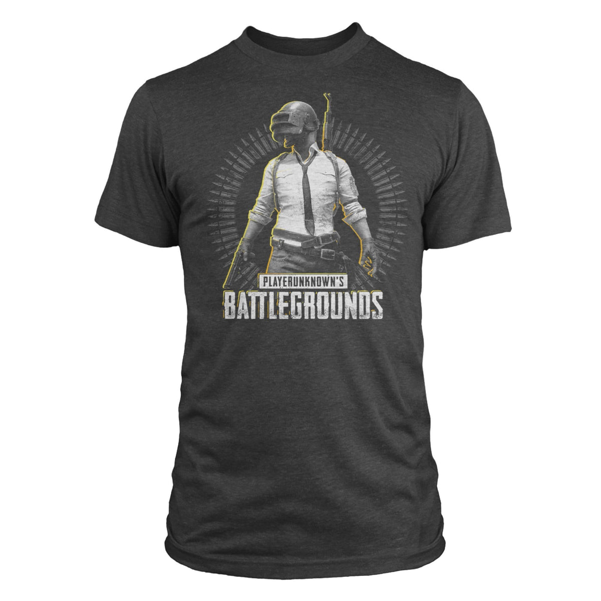 JINX T-SHIRT PUBG LEVEL 3 PREMIUM TEE-LARGE-CHARCOAL HEATHER 889343106101
