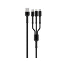 LDNIO 3 IN 1 LIGHTNING, MICRO in TYPE-C USB kabel 1,2M - črne barve 6933138640937