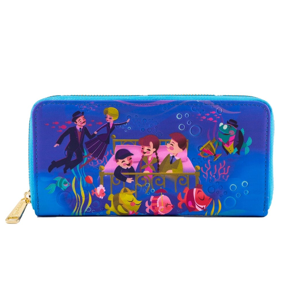 LOUNGEFLY DISNEY BEDKNOBS AND BROOMSTICKS UNDERWATER ZIP AROUND WALLET 671803399341