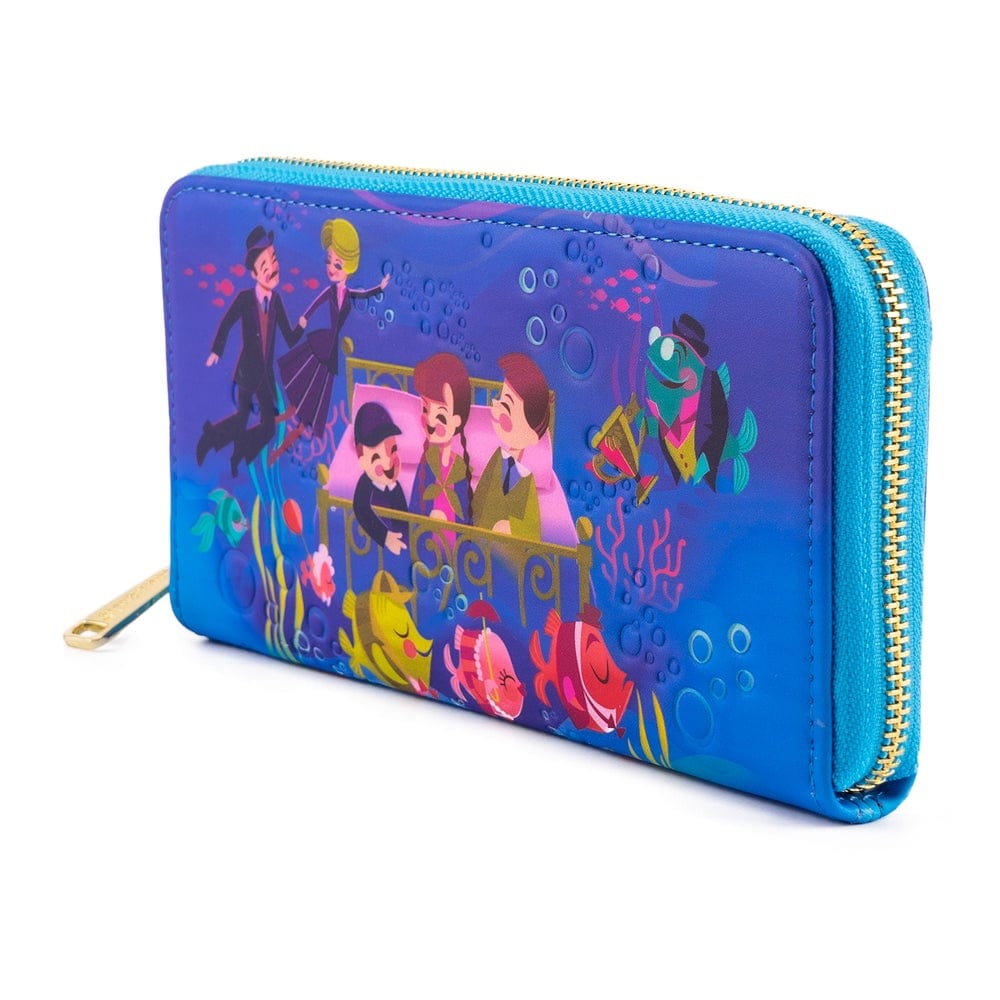 LOUNGEFLY DISNEY BEDKNOBS AND BROOMSTICKS UNDERWATER ZIP AROUND WALLET 671803399341