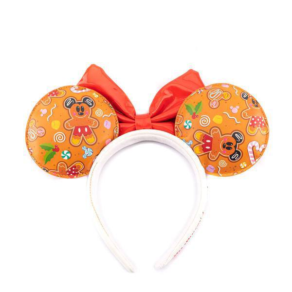LOUNGEFLY DISNEY GINGER BREAD AOP PATENT BOW HEART HEADBAND 671803383265