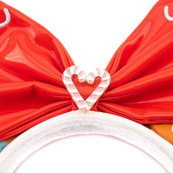 LOUNGEFLY DISNEY GINGER BREAD AOP PATENT BOW HEART HEADBAND 671803383265