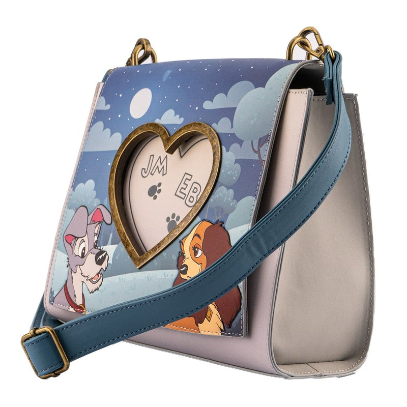 LOUNGEFLY DISNEY LADY AND THE TRAMP WET CEMENT CROSS BODY BAG 671803386082