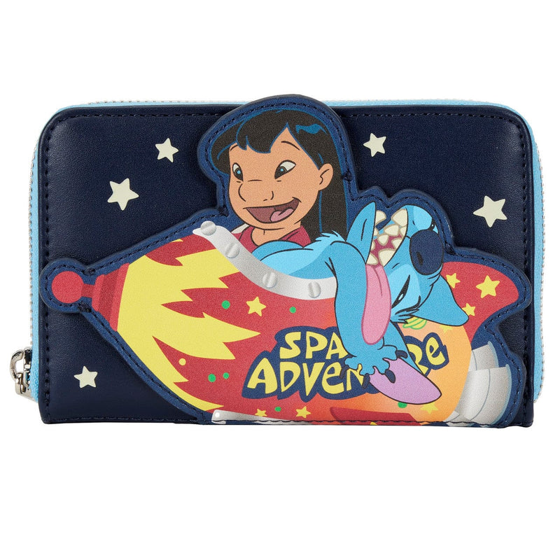 LOUNGEFLY DISNEY LILO AND STITCH SPACE ADVENTURE ZIP AROUND WALLET 671803404045