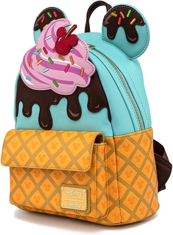 LOUNGEFLY DISNEY MICKEY AND MINNIE SWEETS ICE CREAM MINI BACKPACK 671803360693