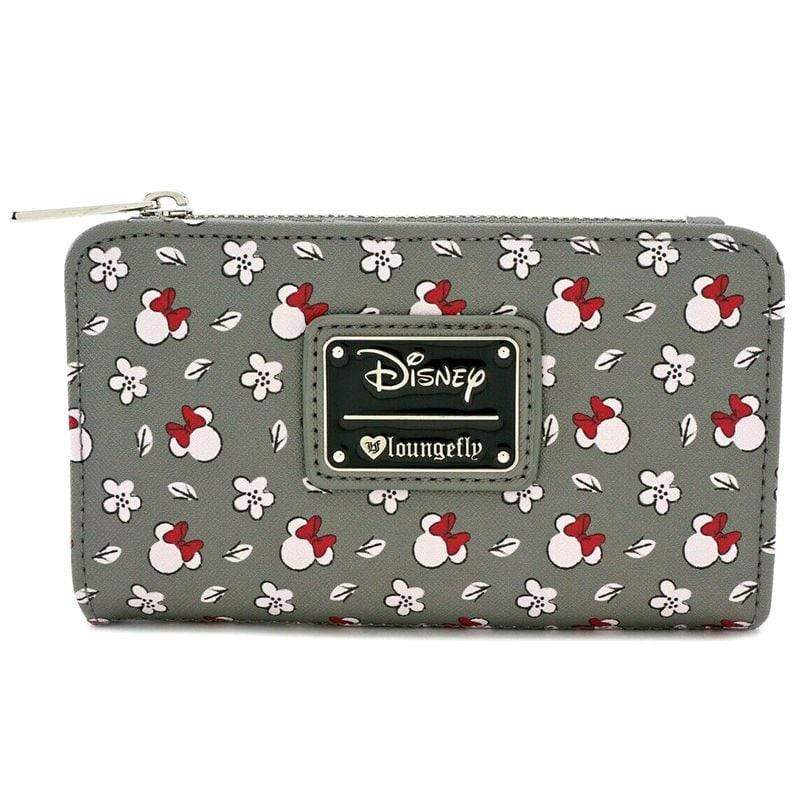 LOUNGEFLY DISNEY MINNIE SM GRAY AOP TOP ZIP WALLET 671803190559