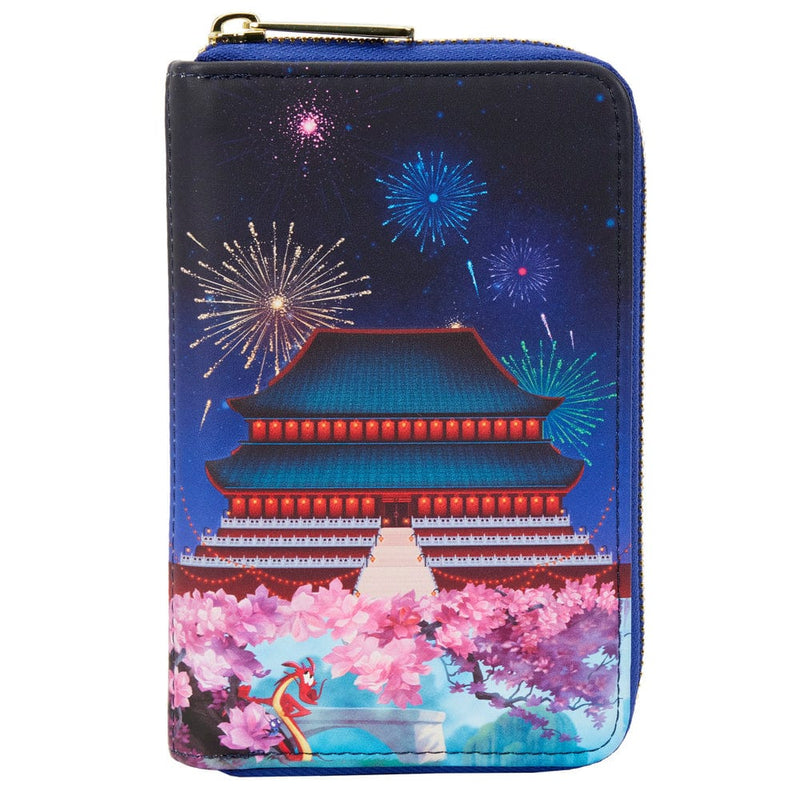 LOUNGEFLY DISNEY MULAN CASTLE ZIP AROUND WALLET 671803404557