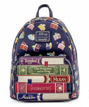 LOUNGEFLY DISNEY PRINCESS BOOKS AOP FAUX LEATHER MINI BACKPACK 671803363335