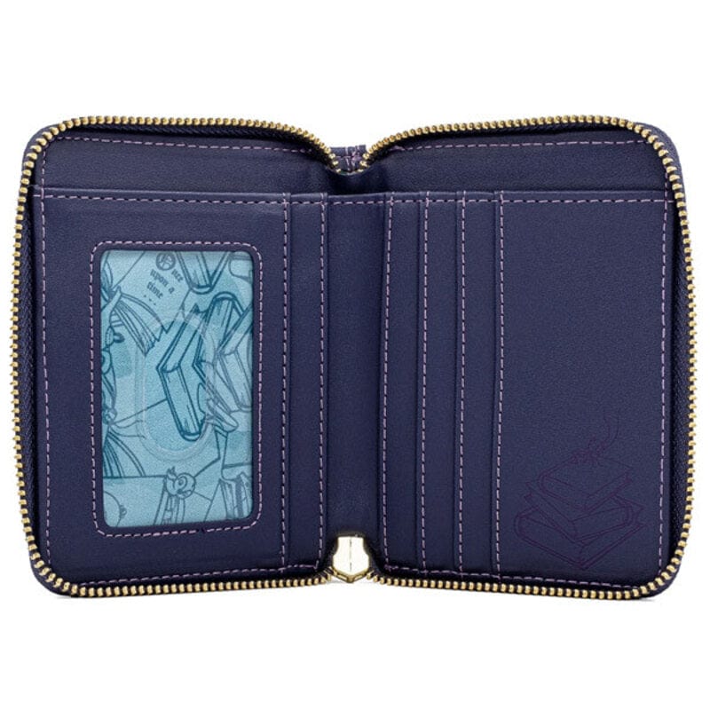 LOUNGEFLY DISNEY PRINCESS BOOKS AOP FAUX LEATHER ZIP AROUND 671803363502
