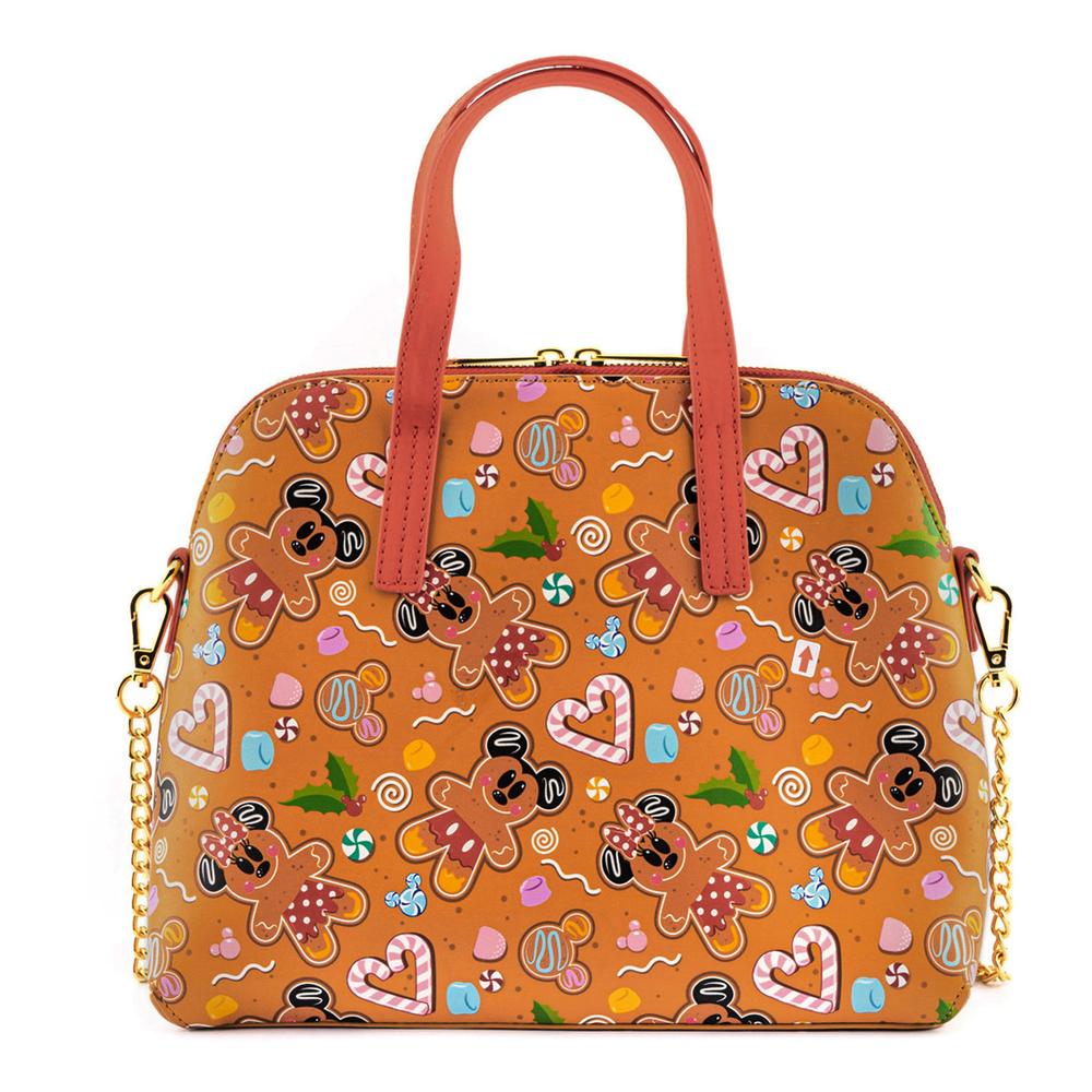 LOUNGEFLY DISNEY SEASONAL GINGER BREAD AOP CROSSBODY BAG 671803383296