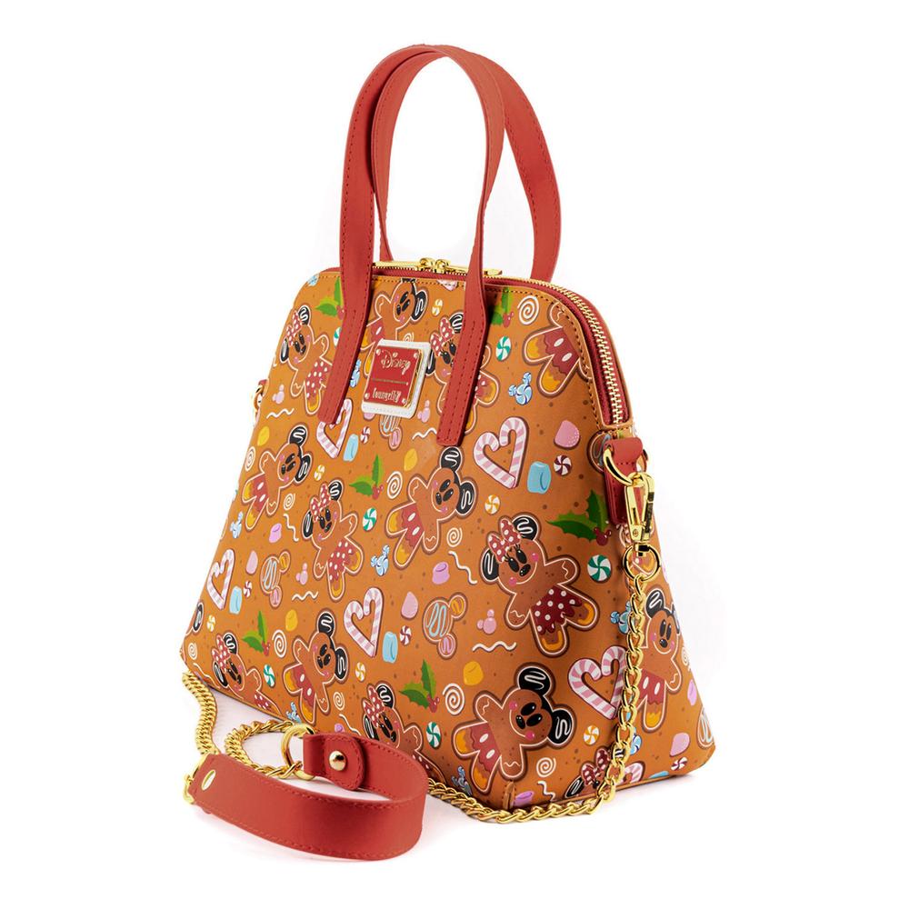 LOUNGEFLY DISNEY SEASONAL GINGER BREAD AOP CROSSBODY BAG 671803383296
