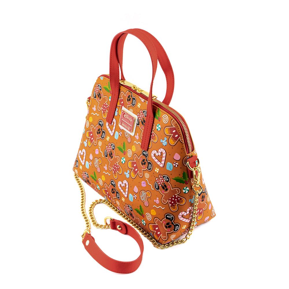LOUNGEFLY DISNEY SEASONAL GINGER BREAD AOP CROSSBODY BAG 671803383296