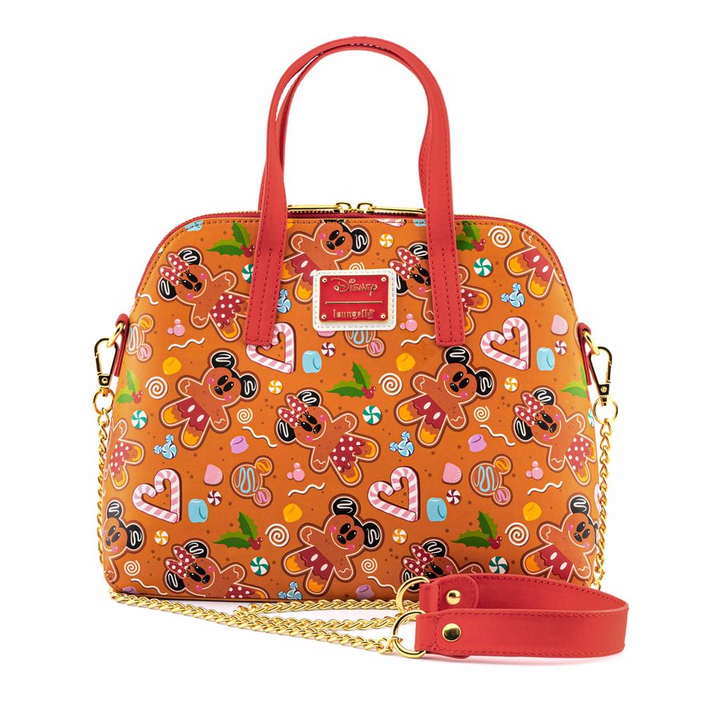 LOUNGEFLY DISNEY SEASONAL GINGER BREAD AOP CROSSBODY BAG 671803383296