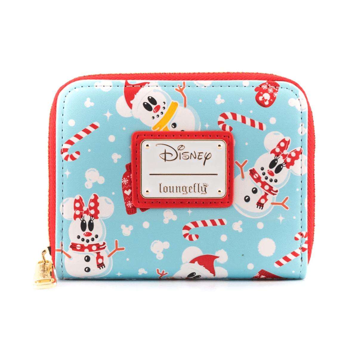 LOUNGEFLY DISNEY SEASONAL SNOWMAN MINNIE MICKEY AOP ZIP AROUND WALLET 671803382749