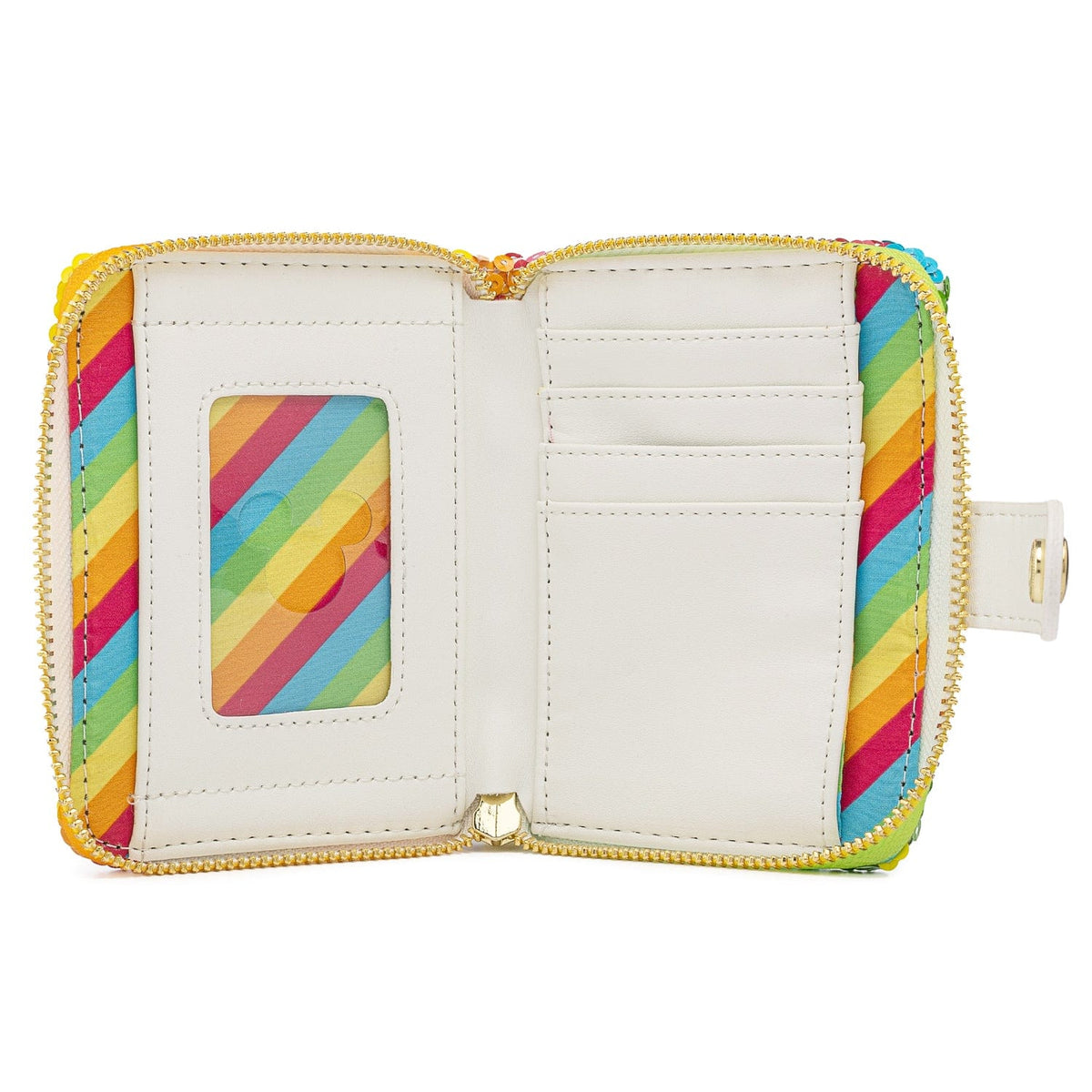 LOUNGEFLY DISNEY SEQUIN RAINBOW ZIP AROUND WALLET 671803372481