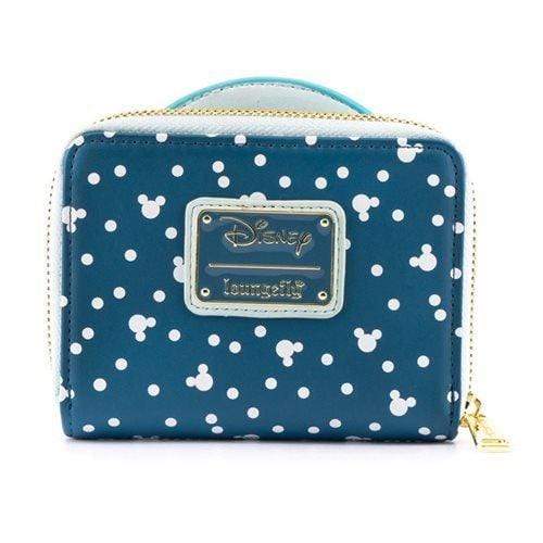 LOUNGEFLY DISNEY SNOWMAN MICKEY MINNIE SNOW GLOBE ZIP AROUND WALLET 671803382770