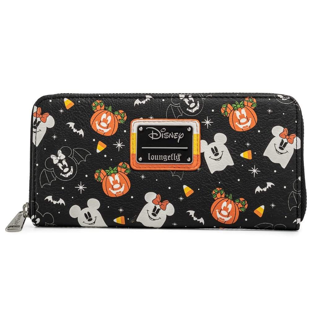 LOUNGEFLY DISNEY SPOOKY MICE CANDY CORN ZIP AROUND WALLET 671803378971