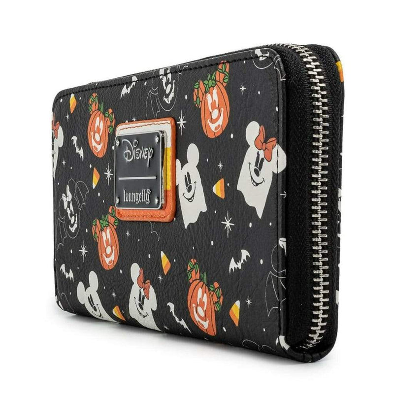 LOUNGEFLY DISNEY SPOOKY MICE CANDY CORN ZIP AROUND WALLET 671803378971