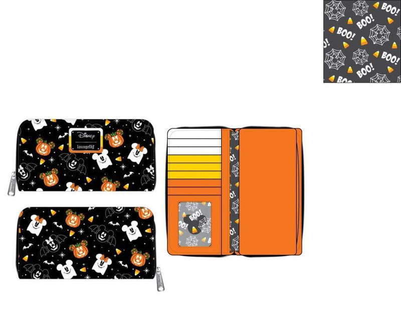 LOUNGEFLY DISNEY SPOOKY MICE CANDY CORN ZIP AROUND WALLET 671803378971