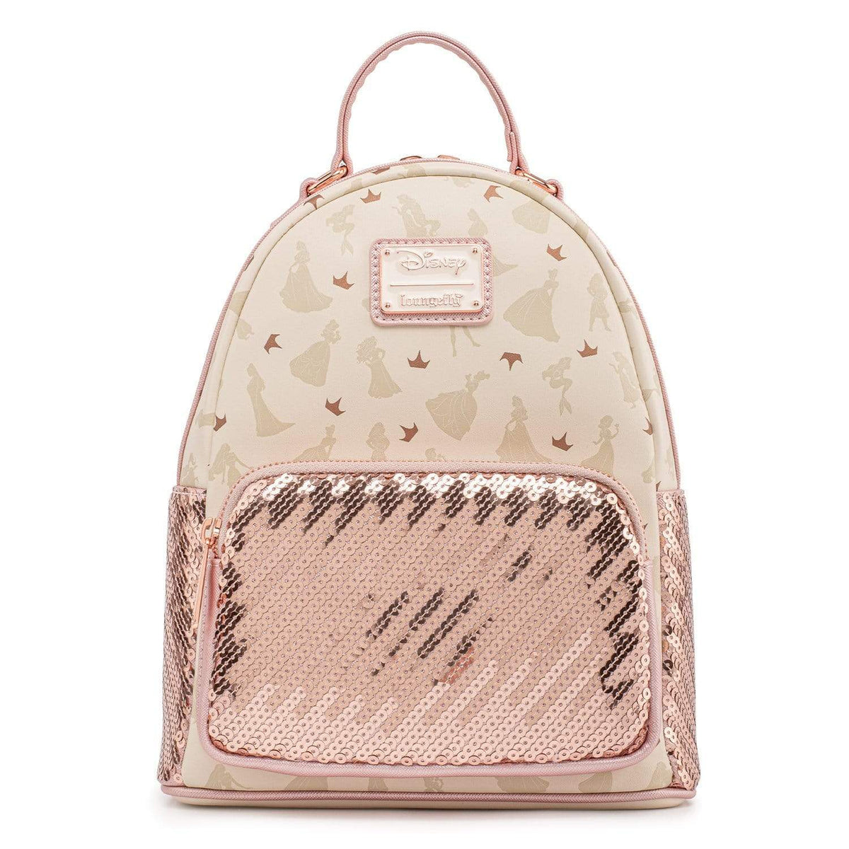 LOUNGEFLY DISNEY ULTIMATE PRINCESS AOP SEQUIN MINI BACKPACK 671803378254