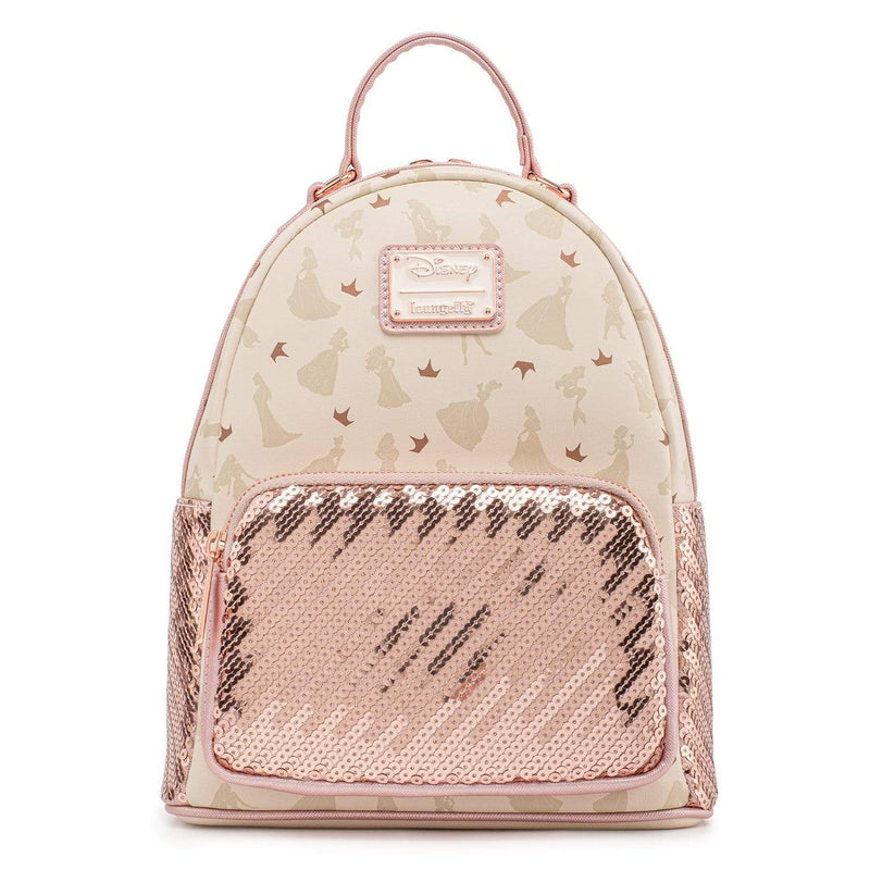 LOUNGEFLY DISNEY ULTIMATE PRINCESS AOP SEQUIN MINI BACKPACK 671803378254
