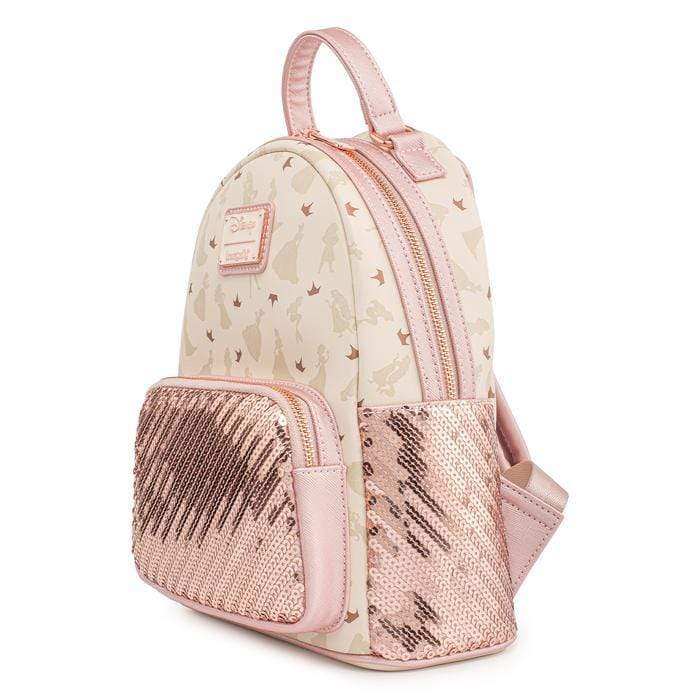 LOUNGEFLY DISNEY ULTIMATE PRINCESS AOP SEQUIN MINI BACKPACK 671803378254