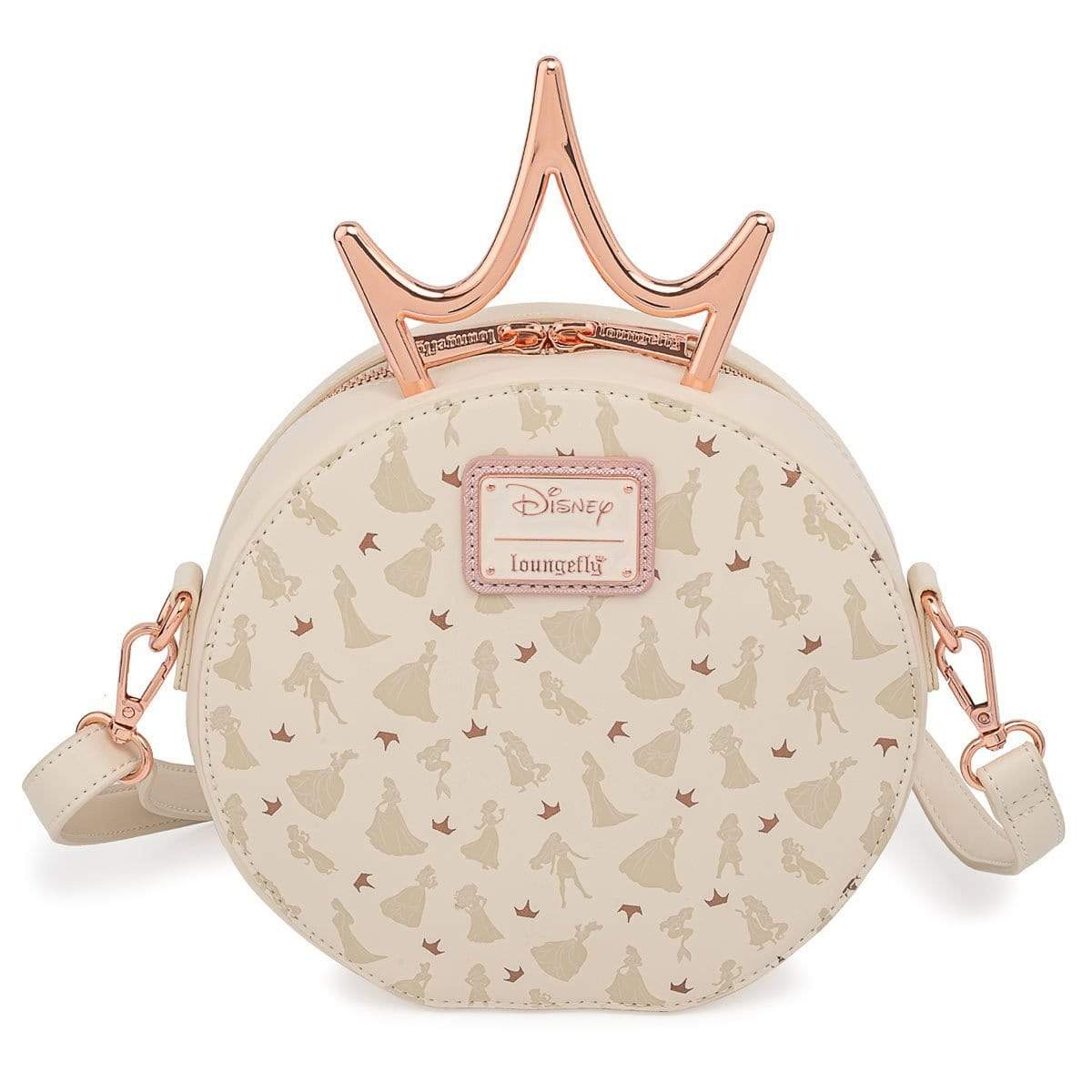 LOUNGEFLY DISNEY ULTIMATE PRINCESS METAL CROWN CROSS BODY BAG 671803378261