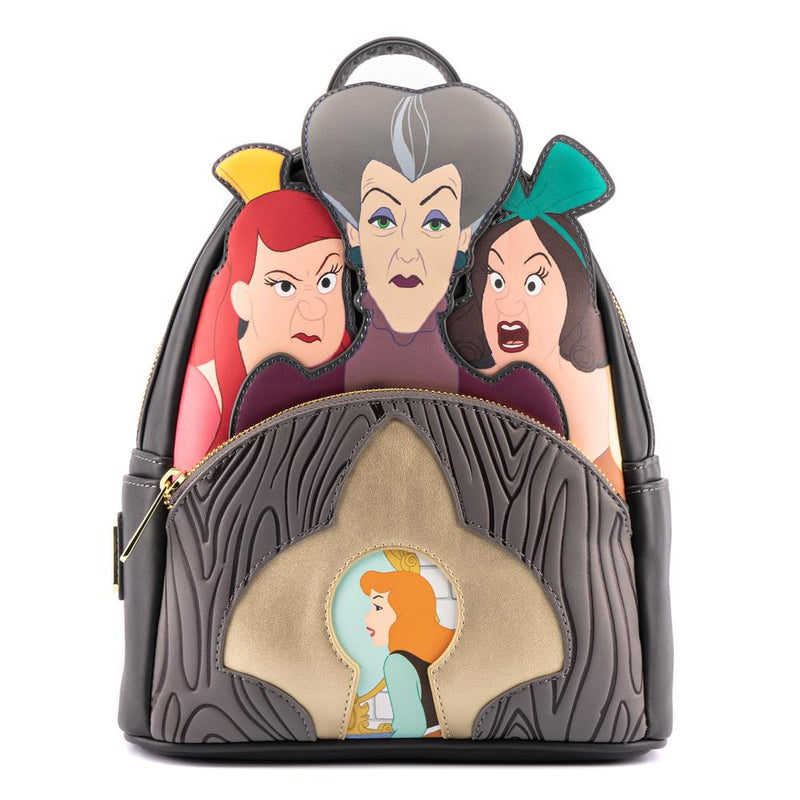 LOUNGEFLY DISNEY VILLAINS SCENE EVIL STEPMOTHER AND STEP SISTERS MINI BACKPACK 671803386280