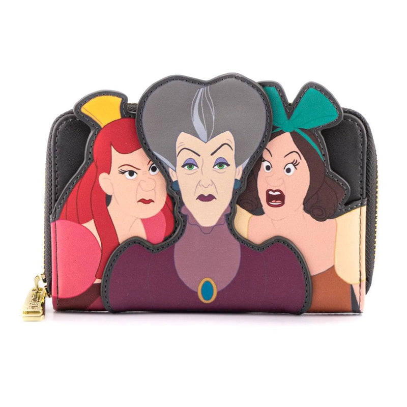 LOUNGEFLY DISNEY VILLAINS SCENE EVIL STEPMOTHER AND STEP SISTERS ZIP AROUND WALLET 671803386273