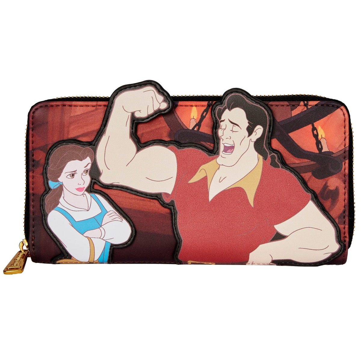 LOUNGEFLY DISNEY VILLAINS SCENE GASTON ZIP AROUND WALLET 671803403697