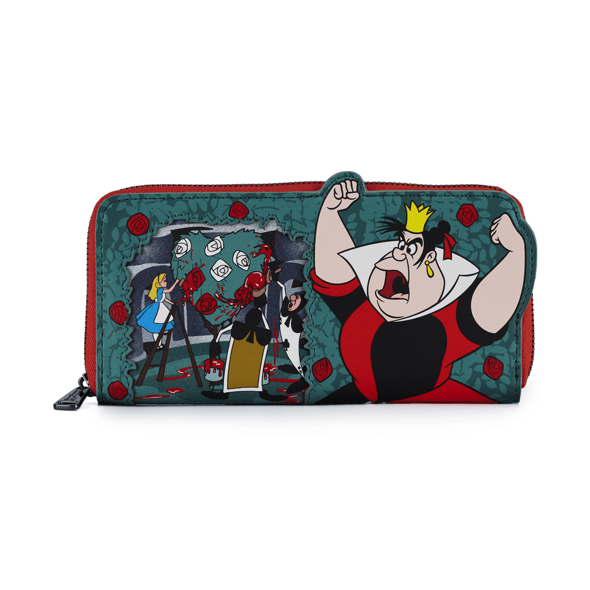 LOUNGEFLY DISNEY VILLAINS SCENE SERIES QUEEN OF HEARTS ZIP AROUND WALLET 671803399846