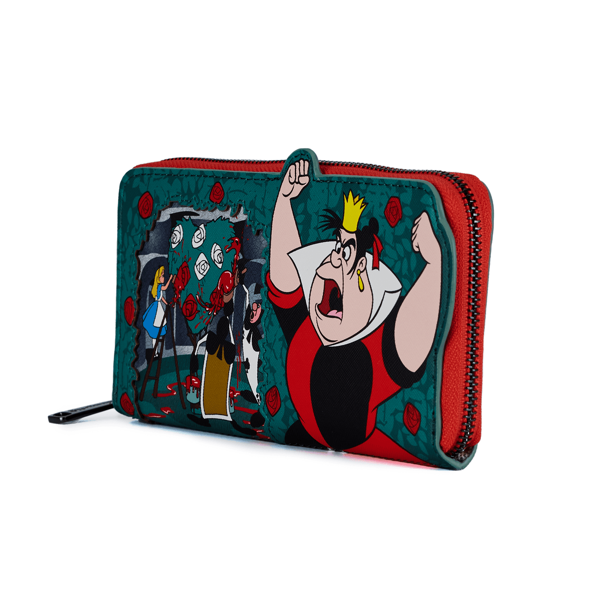 LOUNGEFLY DISNEY VILLAINS SCENE SERIES QUEEN OF HEARTS ZIP AROUND WALLET 671803399846