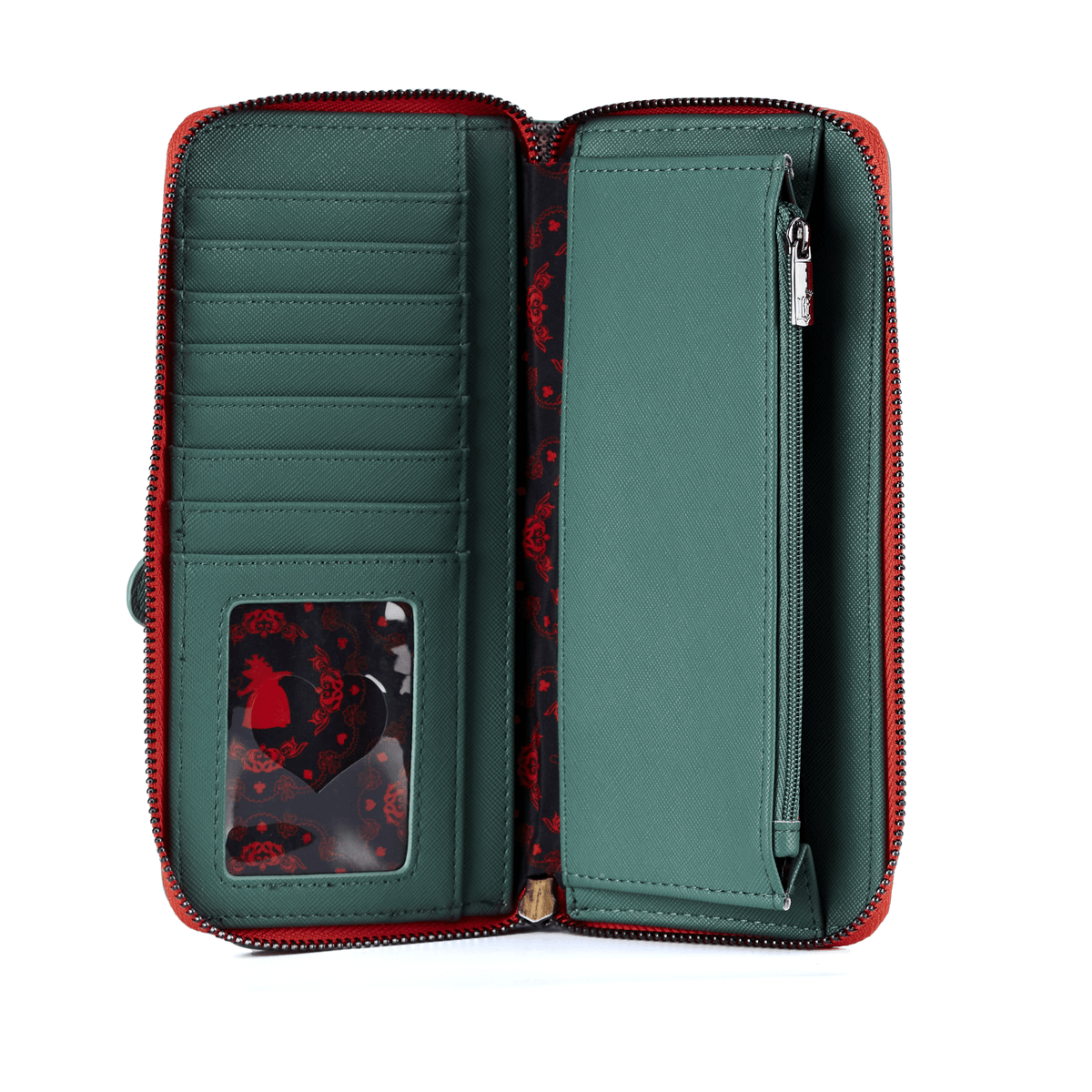 LOUNGEFLY DISNEY VILLAINS SCENE SERIES QUEEN OF HEARTS ZIP AROUND WALLET 671803399846