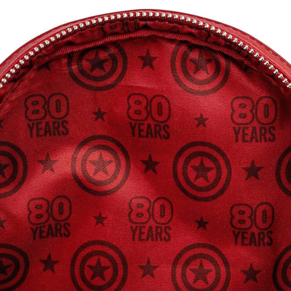 LOUNGEFLY MARVEL CAPTAIN AMERICA 80TH ANNIVERSARY FLORAL SHEILD MINI BACKPACK 671803378544