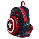 LOUNGEFLY MARVEL CAPTAIN AMERICA 80TH ANNIVERSARY FLORAL SHEILD MINI BACKPACK 671803378544