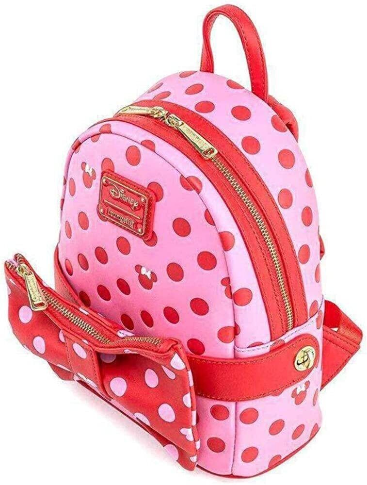 LOUNGEFLY MINNIE MOUSE DOTS AOP BOW FANNY PACK MINI BACKPACK 671803355736