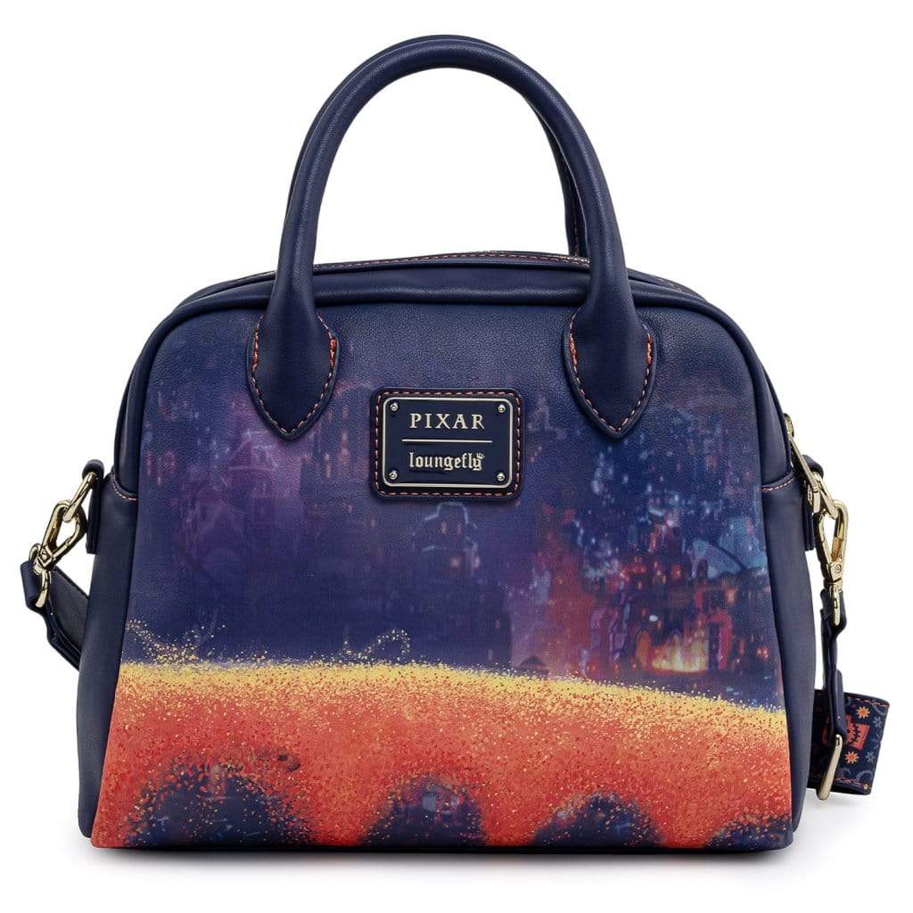 LOUNGEFLY PIXAR COCO MARIGOLD BRIDGE GUITAR STRAP CROSS BODY BAG 671803380196