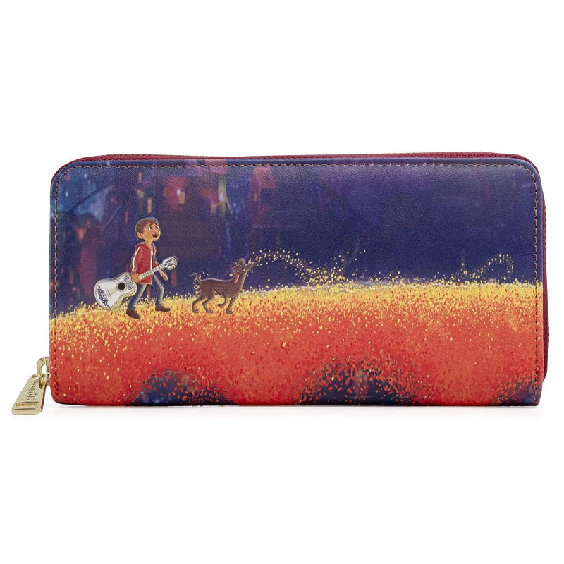 LOUNGEFLY PIXAR COCO MARIGOLD BRIDGE ZIP AROUND WALLET 671803380189