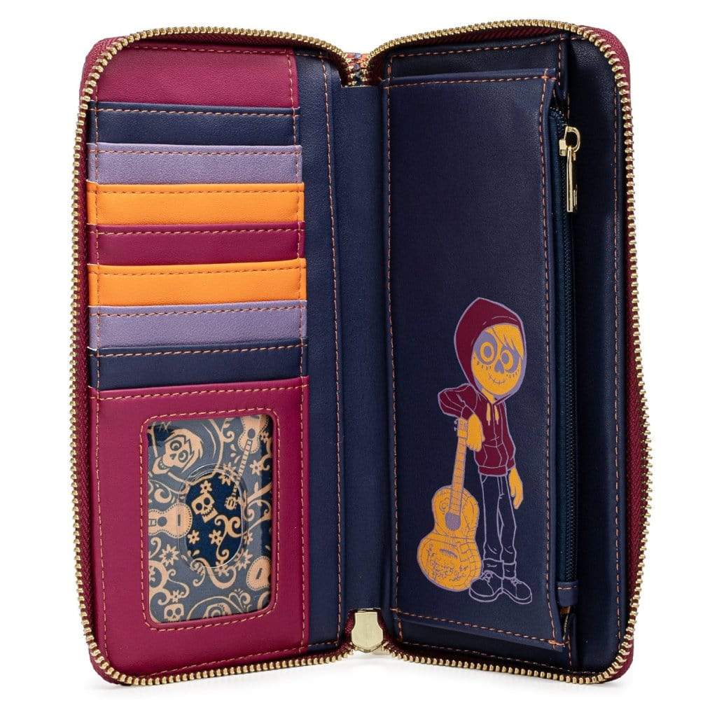 LOUNGEFLY PIXAR COCO MARIGOLD BRIDGE ZIP AROUND WALLET 671803380189