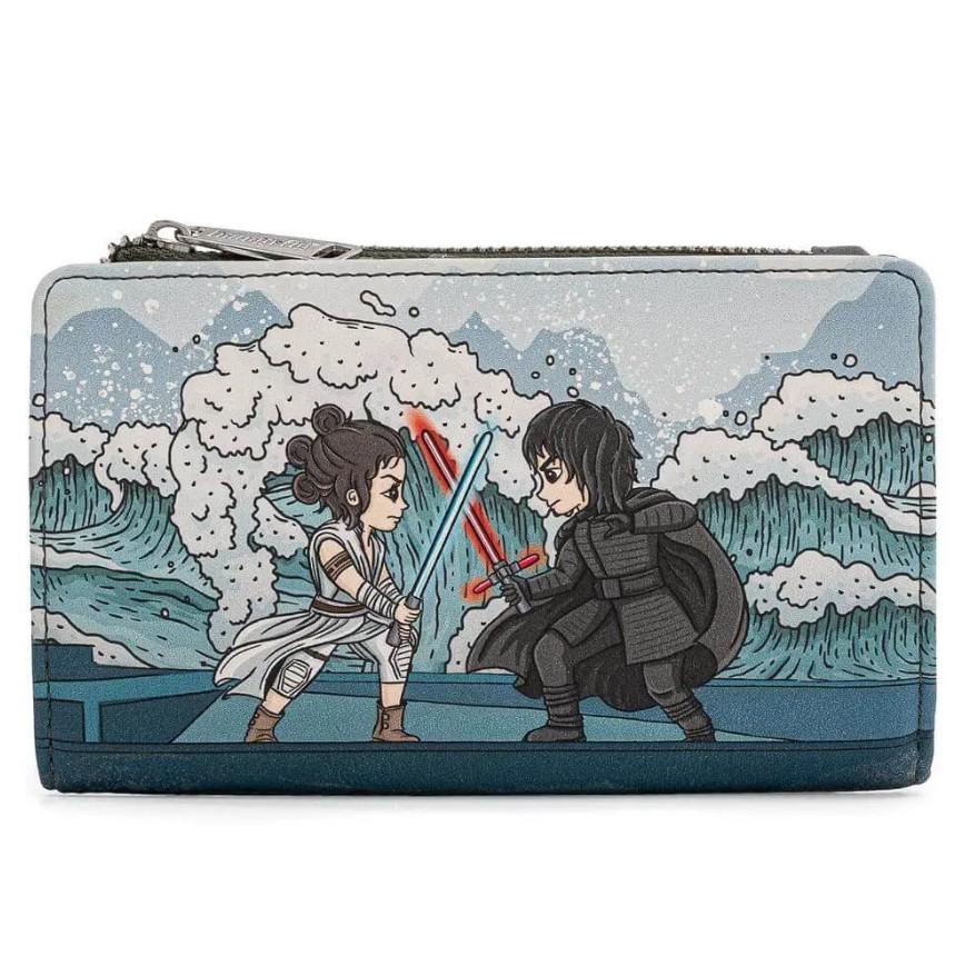 LOUNGEFLY STAR WARS REY KYLO FAUX LEATHER BI FOLD WALLET 671803371521