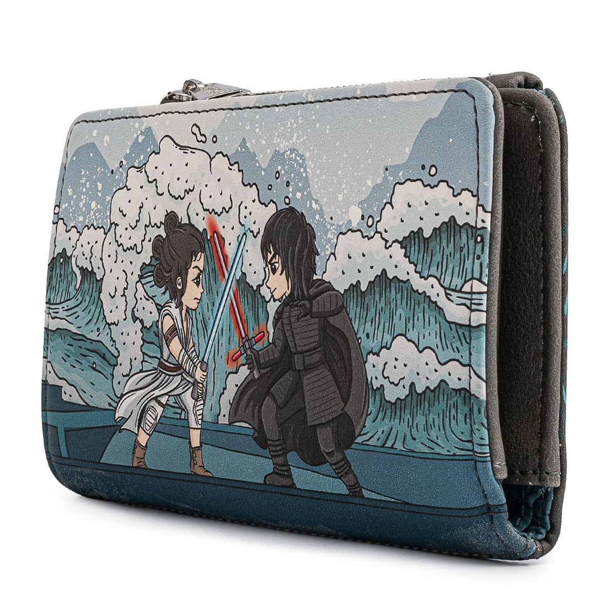 LOUNGEFLY STAR WARS REY KYLO FAUX LEATHER BI FOLD WALLET 671803371521