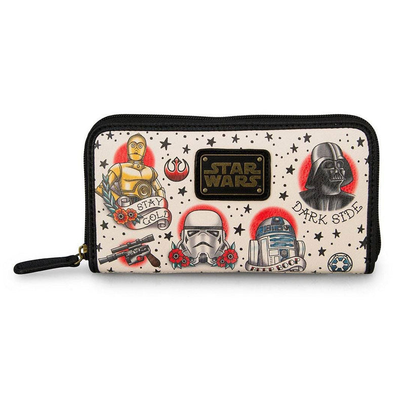 LOUNGEFLY STAR WARS TATTOO CHAR AOP ZIP AROUND WALLET 192232000689