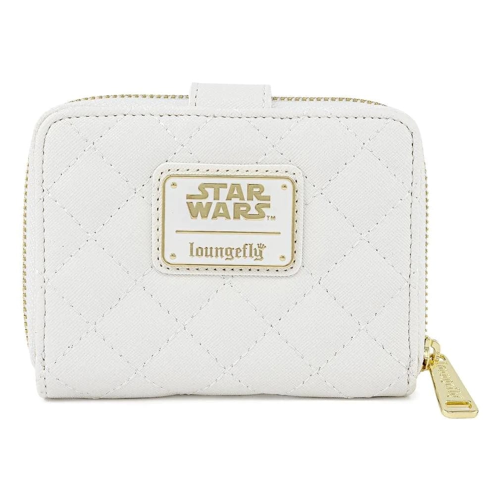 LOUNGEFLY STAR WARS WHITE GOLD REBEL HARDWARE ZIP AROUND 671803361492