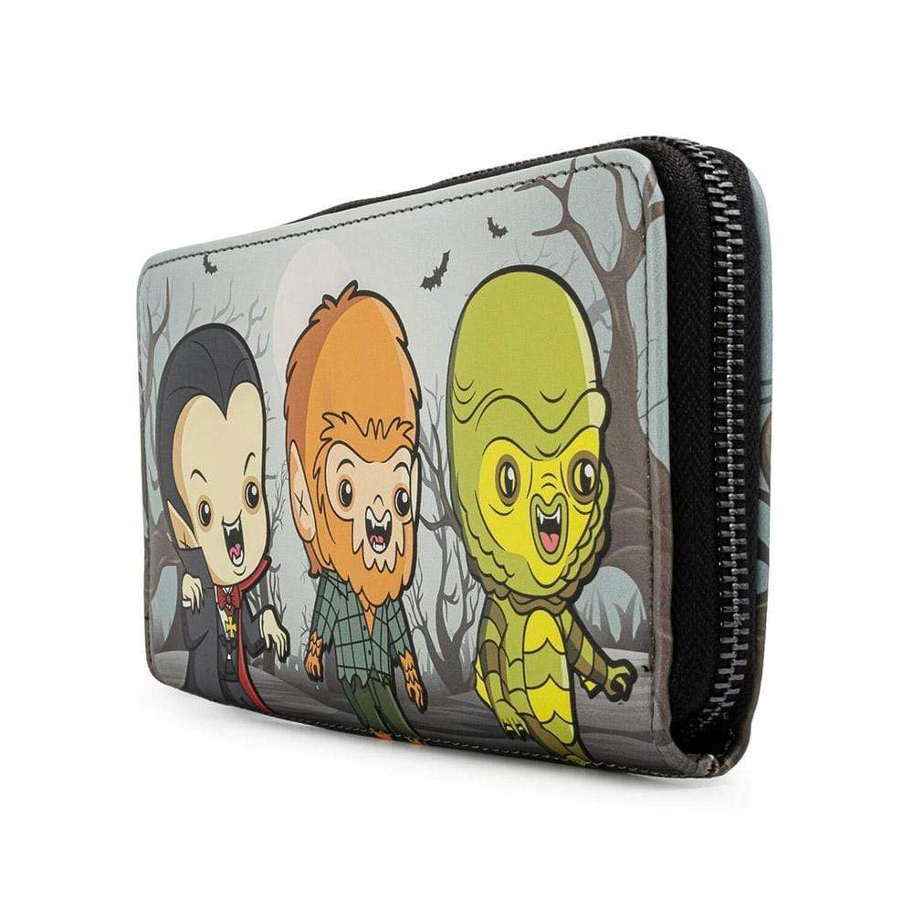 LOUNGEFLY UNIVERSAL MONSTERS CHIBI LINE ZIP AROUND WALLET 671803380370