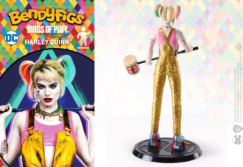 NOBLE COLLECTION - DC - BENDYFIGS - HARLEY QUINN WITH MALLET (BIRDS OF PREY) 849421007096