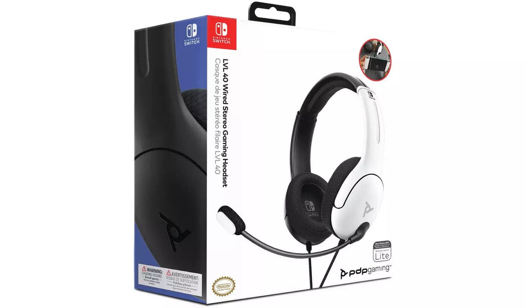 PDP NINTENDO SWITCH WIRED HEADSET LVL40 BLACK WHITE igabiba