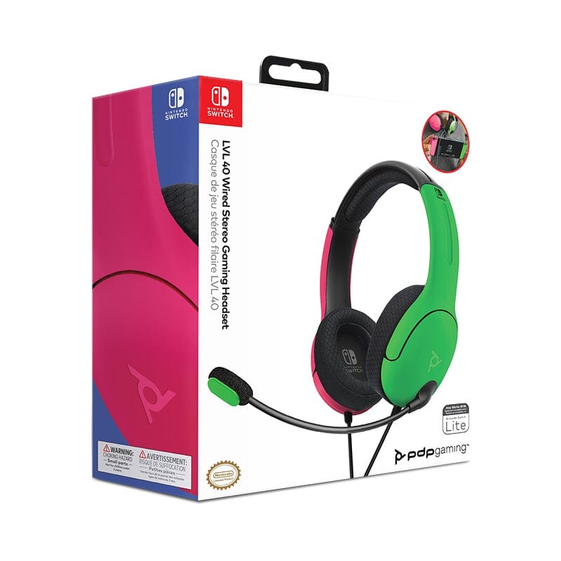 PDP NINTENDO SWITCH WIRED HEADSET LVL40 PINK GREEN igabiba